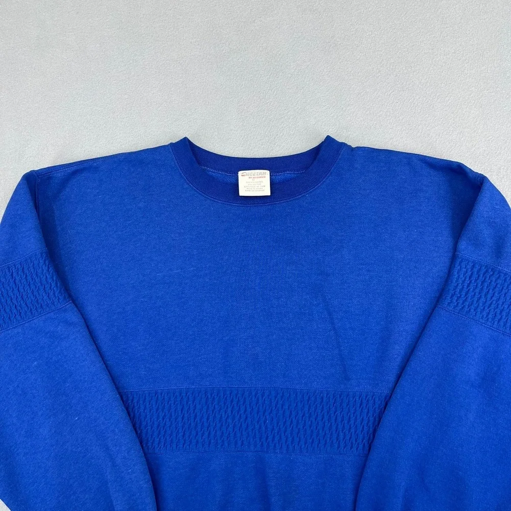 Vintage‎ Cheetah by Mervyns Blue Textured Crewneck Sweatshirt Mens Medium 90s